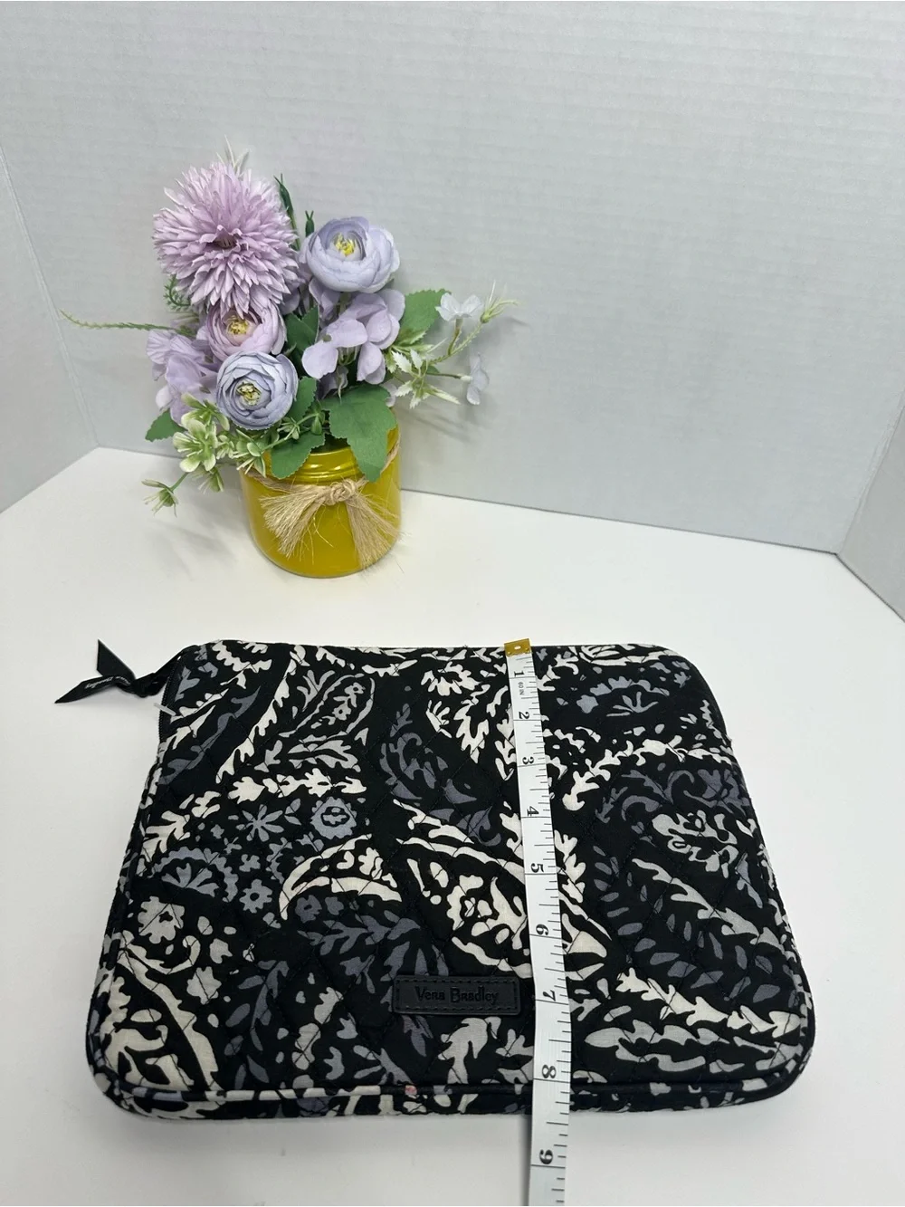 Vera Bradley Black & Cream Floral Quilted Zip Pouch